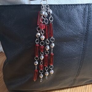Hand Crafted Elegant Red and Silver Dangle Bag Purse Jewelry